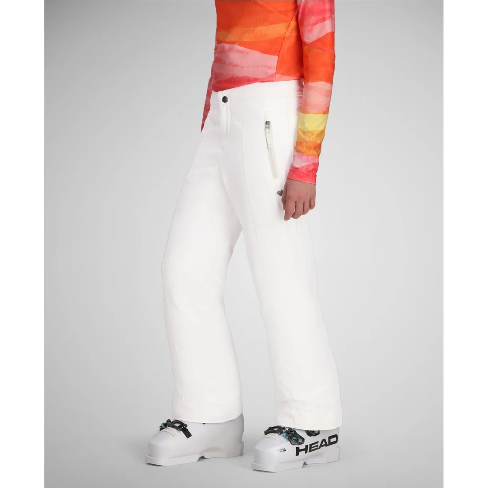 NEW Obermeyer Brooke Ski Pants Kids Teen M 10-12 White Extended Wear Waterproof